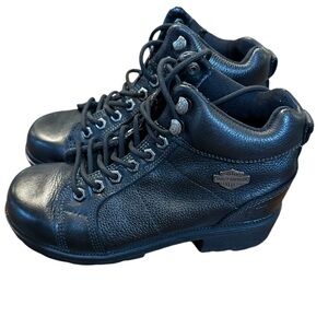 Harley Davidson Tyler 84280 Women's Motorcycle Boots‎ Size 7 1/2 Black Lace Up